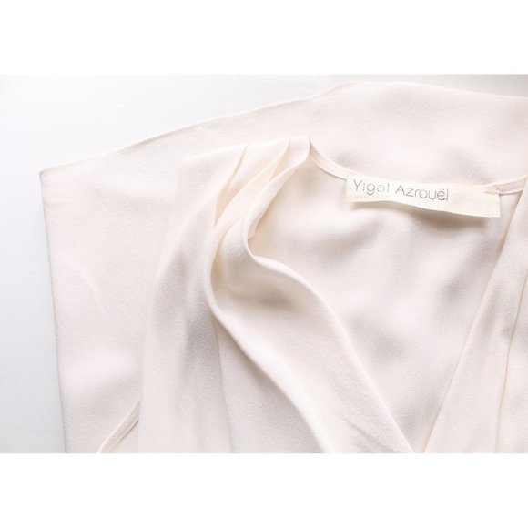 Yigal Azrouel Front Drape V-neck Blouse Top Size 10 White Sleeveless - Picture 7 of 7